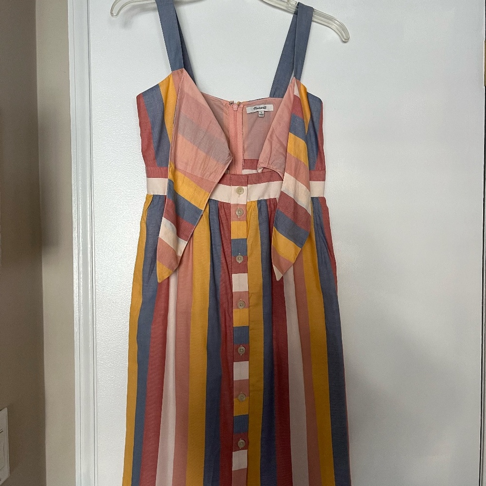 Madewell Striped Tie Front Dress - Picture 5 of 7